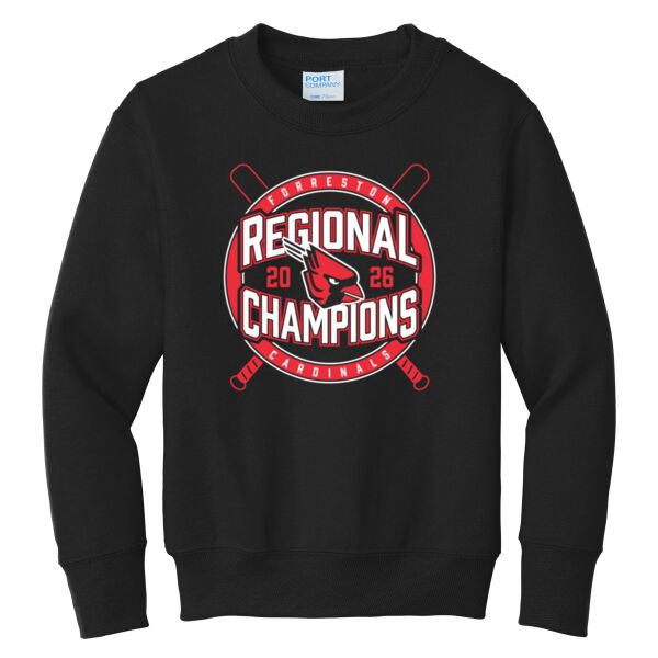 Forreston Baseball Regional Champs 2026 - Youth Core Fleece Crewneck Sweatshirt Thumbnail